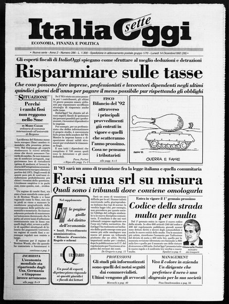 Italia oggi : quotidiano di economia finanza e politica